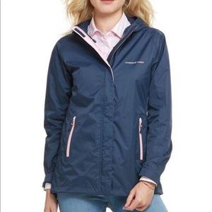 Vineyard vines rain jacket navy & pink size medium